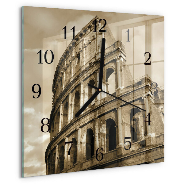 Ceas din sticlă pătrat Colosseumul Sepia