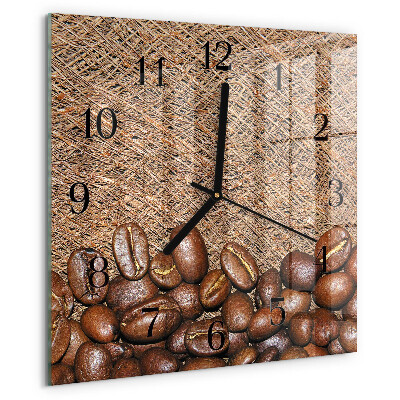 Ceas din sticlă pătrat Boabe de cafea
