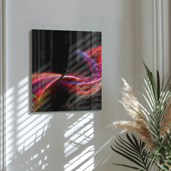 Ceas din sticlă pătrat Linii abstracte