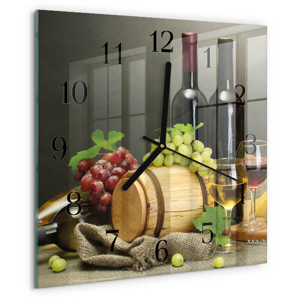 Ceas din sticlă pătrat Struguri pentru vin