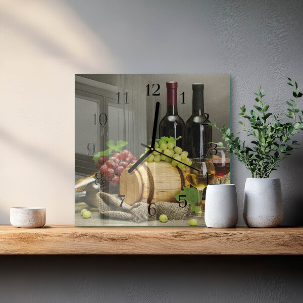 Ceas din sticlă pătrat Struguri pentru vin