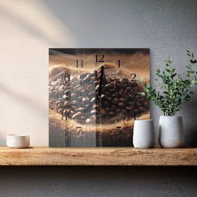 Ceas din sticlă pătrat Boabe de cafea