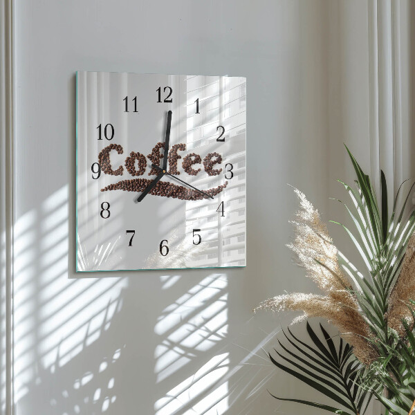 Ceas din sticlă pătrat Cafea „Cafea”