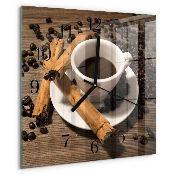 Ceas din sticlă pătrat Cafea cu scorțișoară