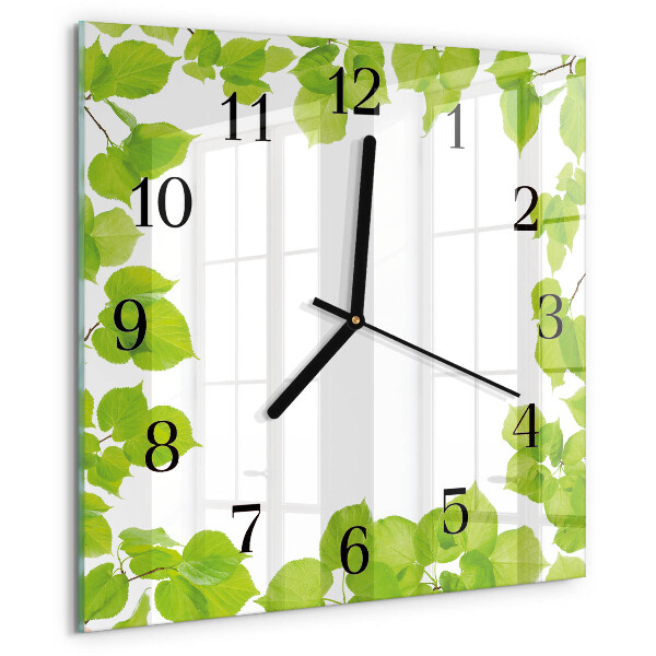 Ceas din sticlă pătrat Frunze