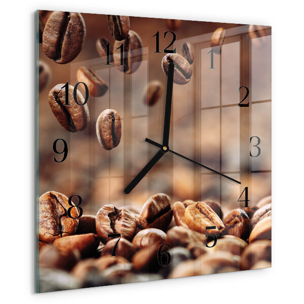 Ceas din sticlă pătrat Boabe de cafea