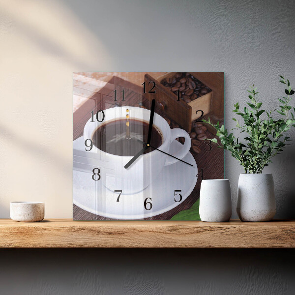 Ceas din sticlă pătrat Cafea