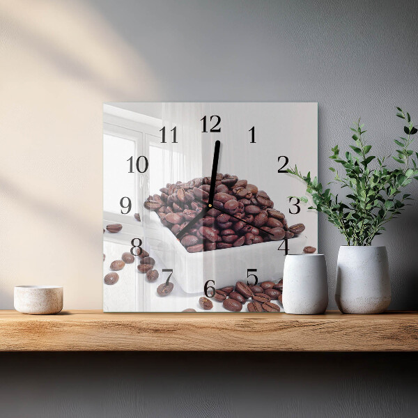Ceas din sticlă pătrat Boabe de cafea