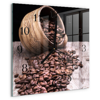 Ceas din sticlă pătrat Boabe de cafea