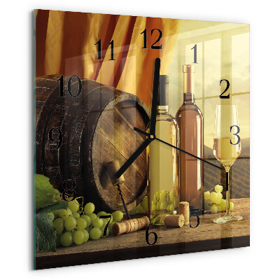 Ceas din sticlă pătrat Butoi de vin