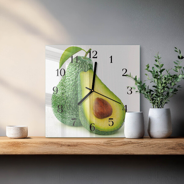 Ceas din sticlă pătrat Avocado