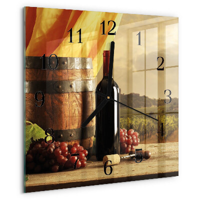 Ceas din sticlă pătrat Butoi de vin