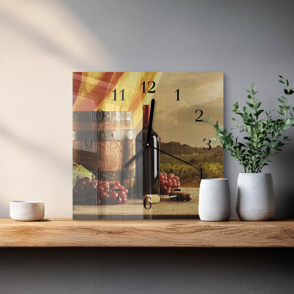 Ceas din sticlă pătrat Butoi de vin