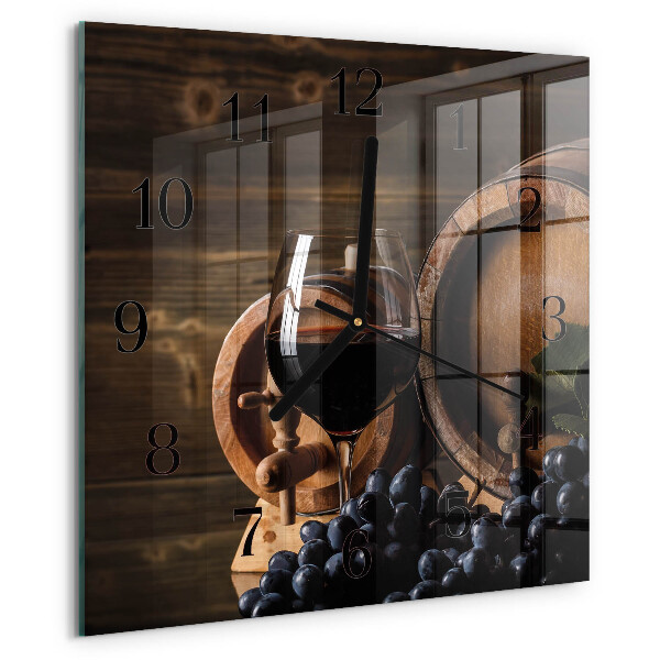 Ceas din sticlă pătrat Butoi de vin