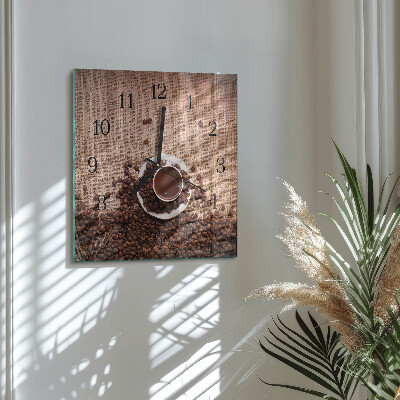 Ceas din sticlă pătrat Boabe de cafea