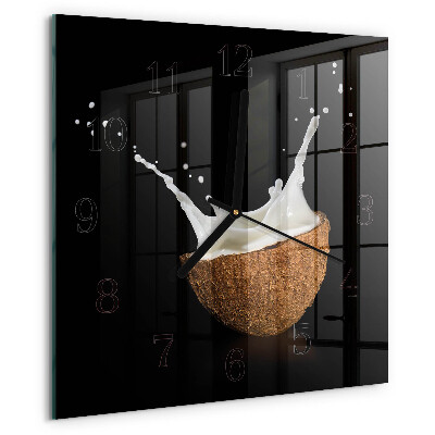Ceas din sticlă pătrat Nucă de cocos
