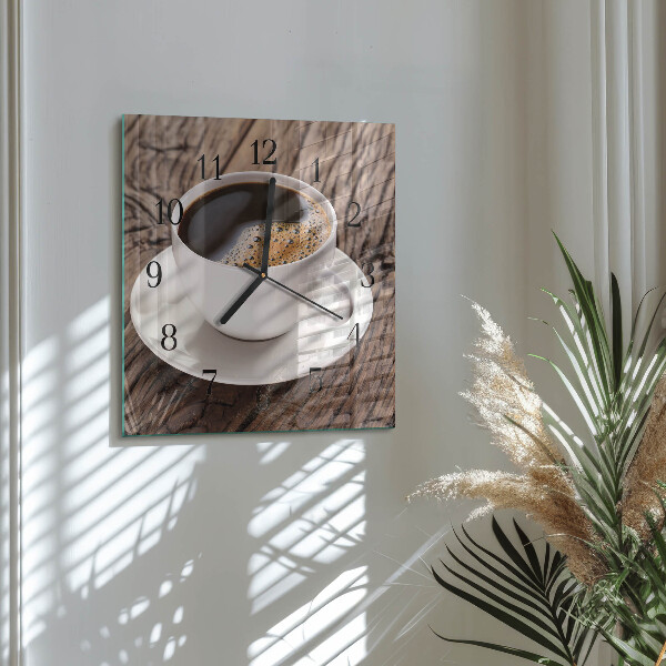 Ceas din sticlă pătrat Cafea
