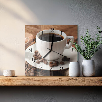 Ceas din sticlă pătrat Cafea