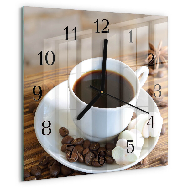 Ceas din sticlă pătrat Cafea