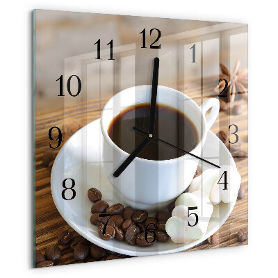 Ceas din sticlă pătrat Cafea