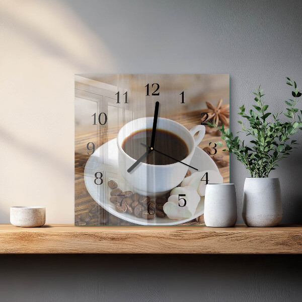 Ceas din sticlă pătrat Cafea