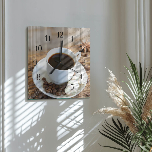 Ceas din sticlă pătrat Cafea