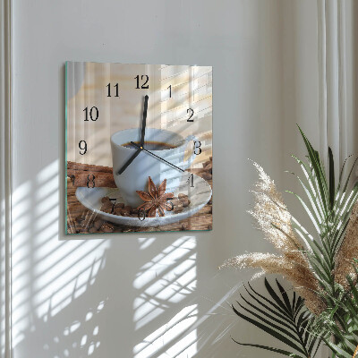 Ceas din sticlă pătrat Cafea