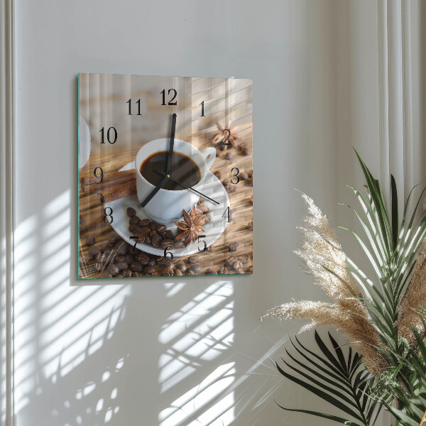 Ceas din sticlă pătrat Cafea