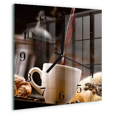 Ceas din sticlă pătrat Cafea