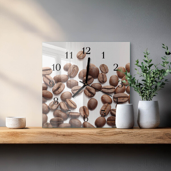 Ceas din sticlă pătrat Boabe de cafea