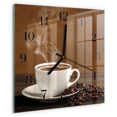 Ceas din sticlă pătrat Cafea
