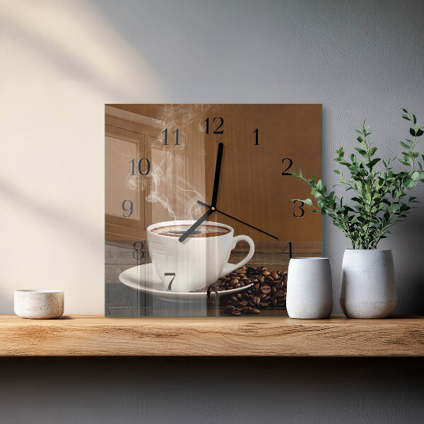 Ceas din sticlă pătrat Cafea