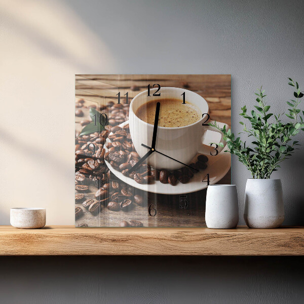 Ceas din sticlă pătrat Cafea