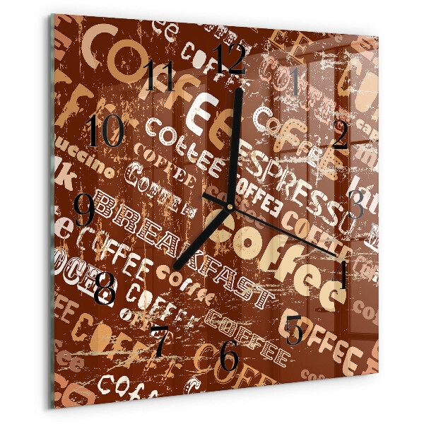 Ceas din sticlă pătrat Cafea