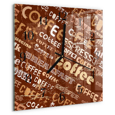 Ceas din sticlă pătrat Cafea