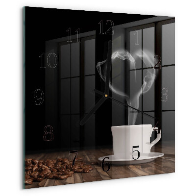 Ceas din sticlă pătrat Cafea