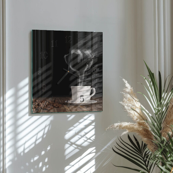 Ceas din sticlă pătrat Cafea