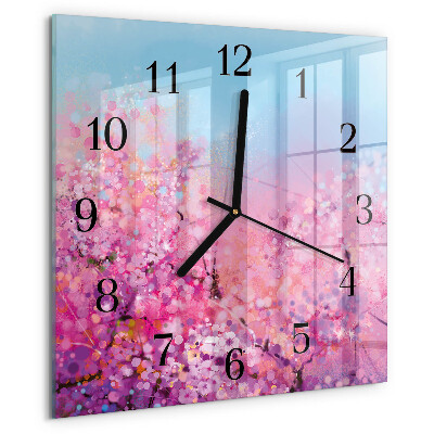 Ceas din sticlă pătrat Model floral