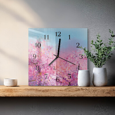 Ceas din sticlă pătrat Model floral