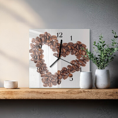 Ceas din sticlă pătrat Boabe de cafea