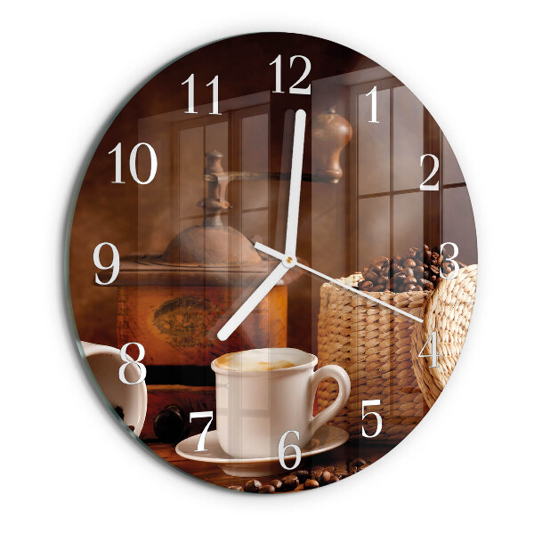Ceas rotund de perete din sticlă Ceașcă de cafea