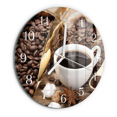 Ceas rotund de perete din sticlă Cafea