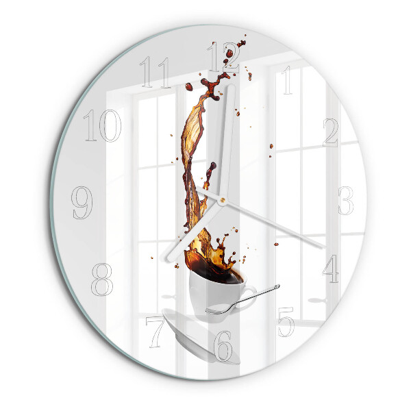 Ceas rotund de perete din sticlă Cafea