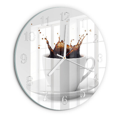 Ceas rotund de perete din sticlă Cafea