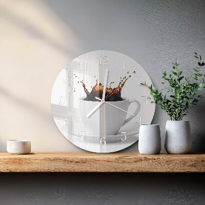 Ceas rotund de perete din sticlă Cafea