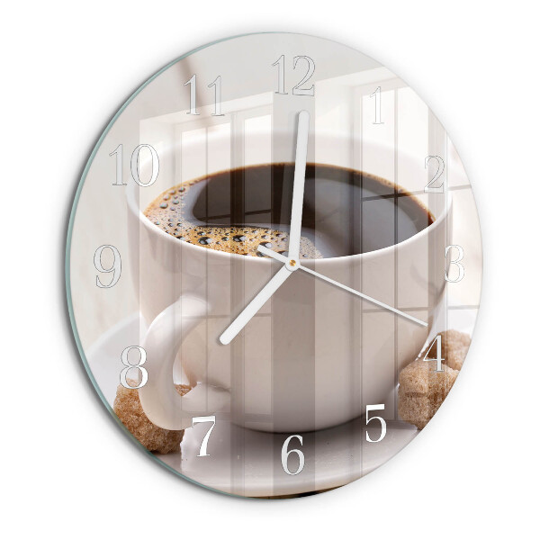 Ceas rotund de perete din sticlă Cafea