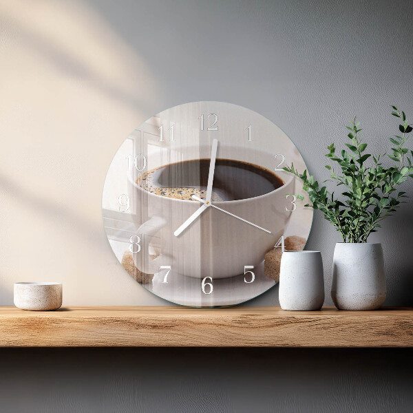 Ceas rotund de perete din sticlă Cafea