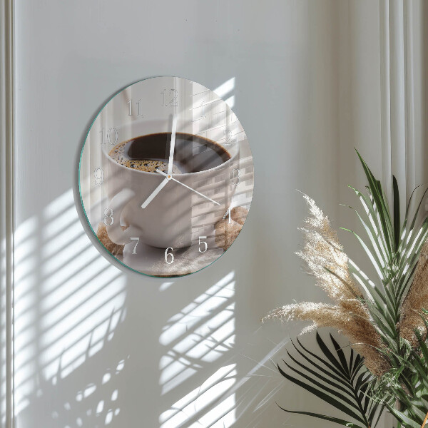 Ceas rotund de perete din sticlă Cafea