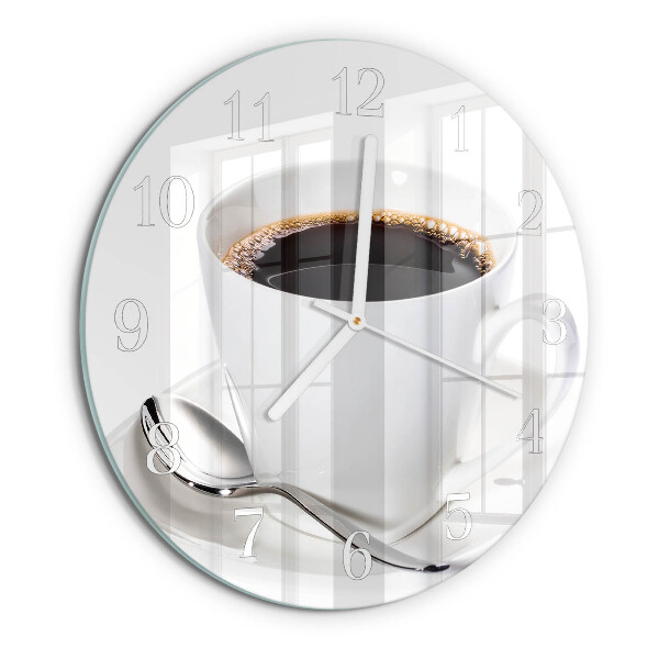 Ceas rotund de perete din sticlă Cafea