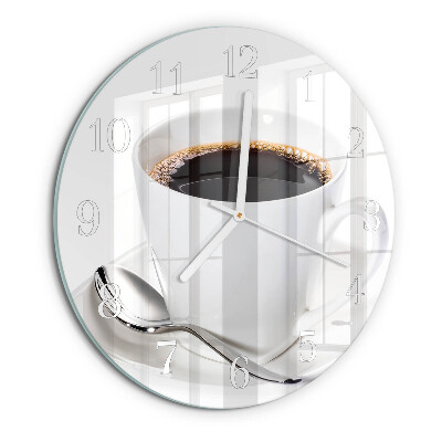 Ceas rotund de perete din sticlă Cafea